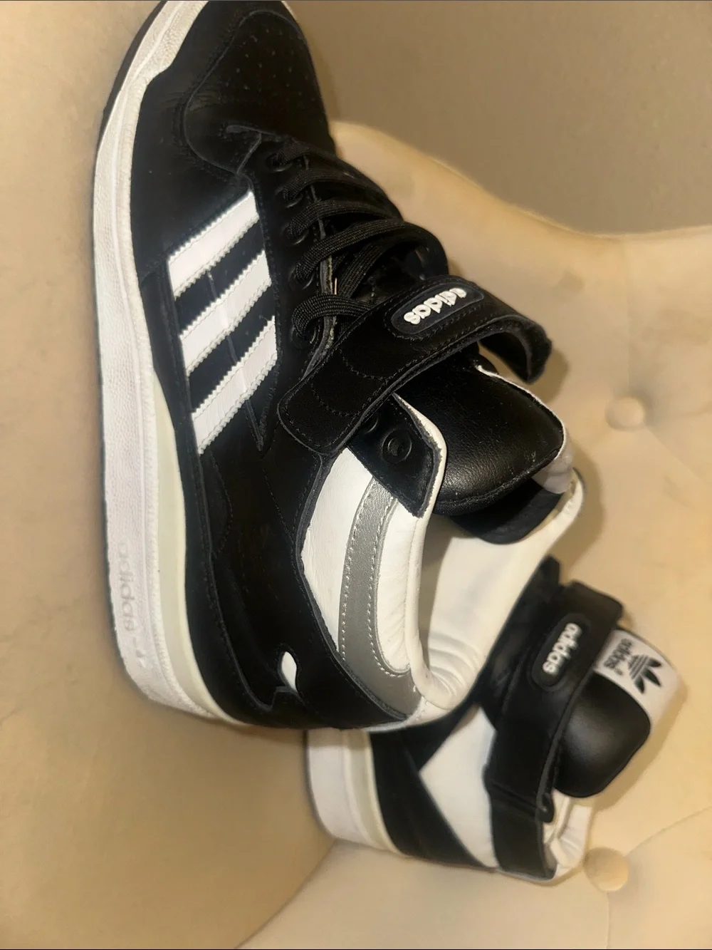 adidas Black & White High-Top Sneakers with Strap